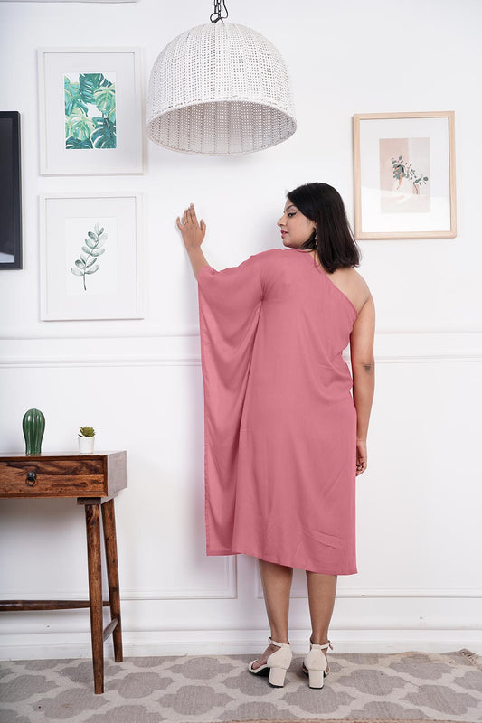 Blush Rayon OneShoulder Dress - Rayonique