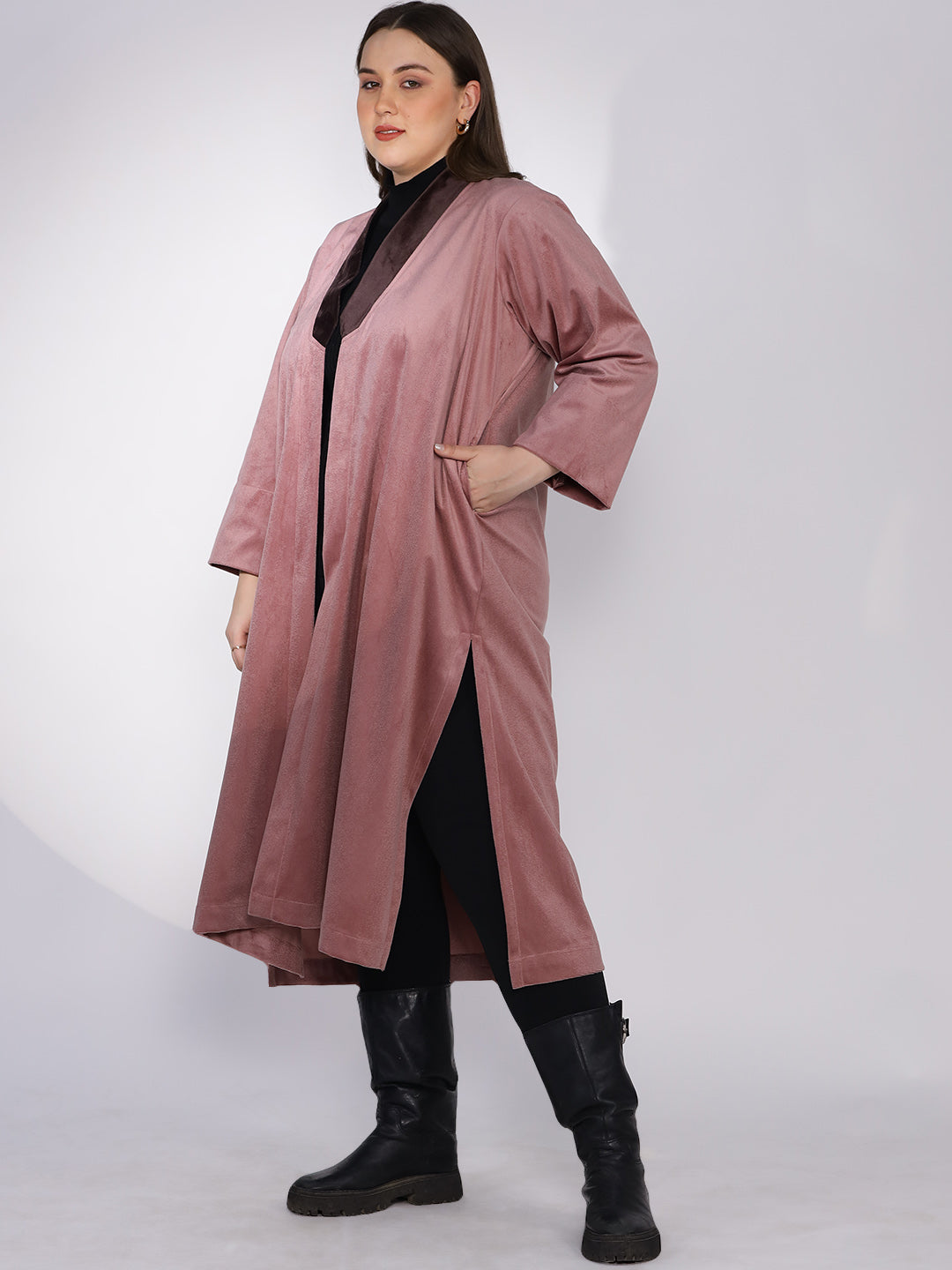 Blush Suede Shawl Collar Jacket