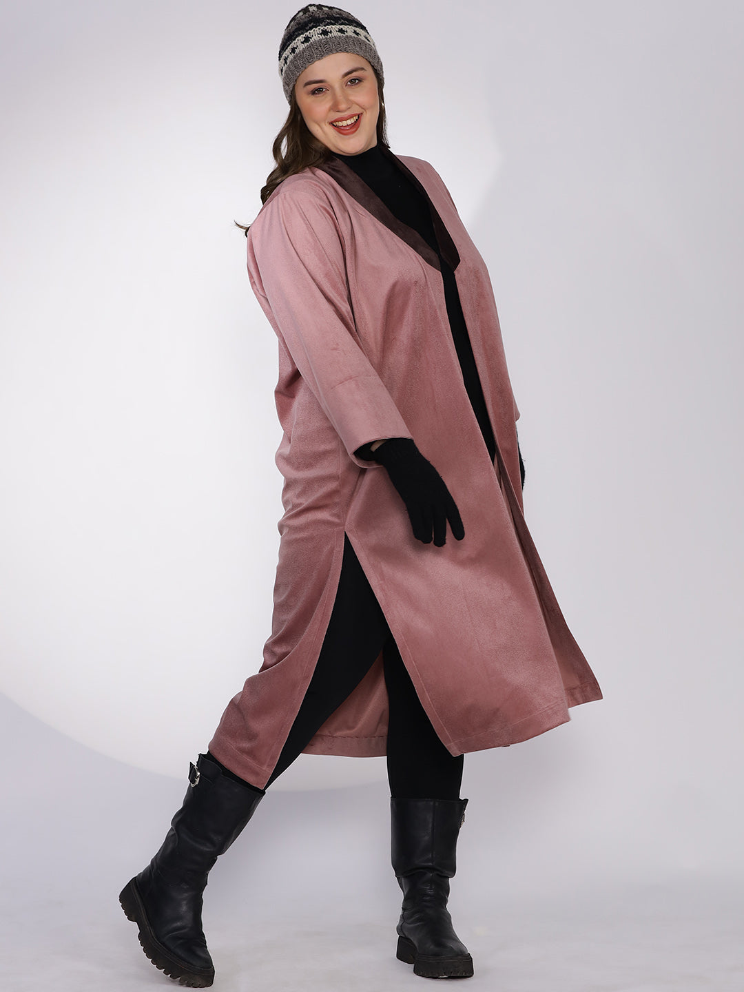 Blush Suede Shawl Collar Jacket