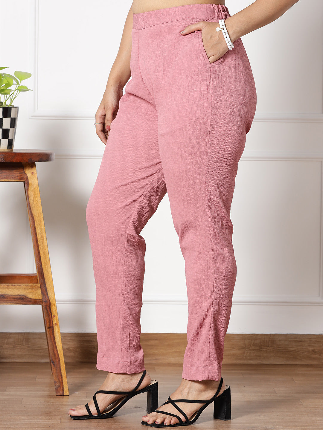 Blush Textured WaistbandPants