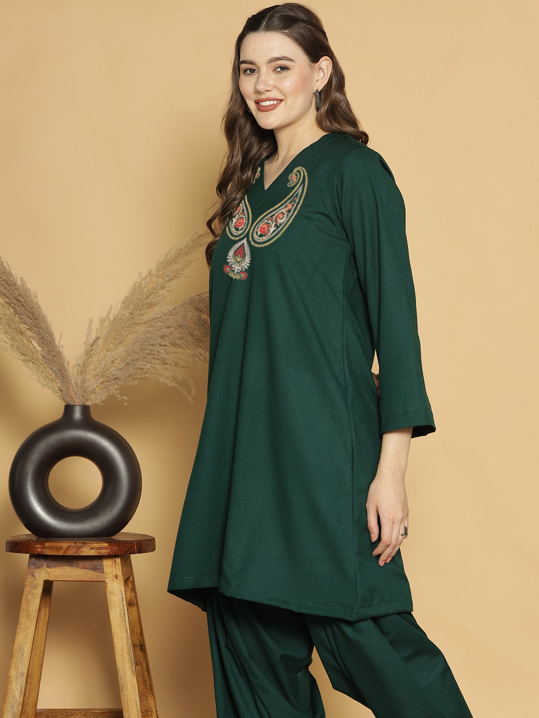 BottleGreen Acrylic Kurti - Meher