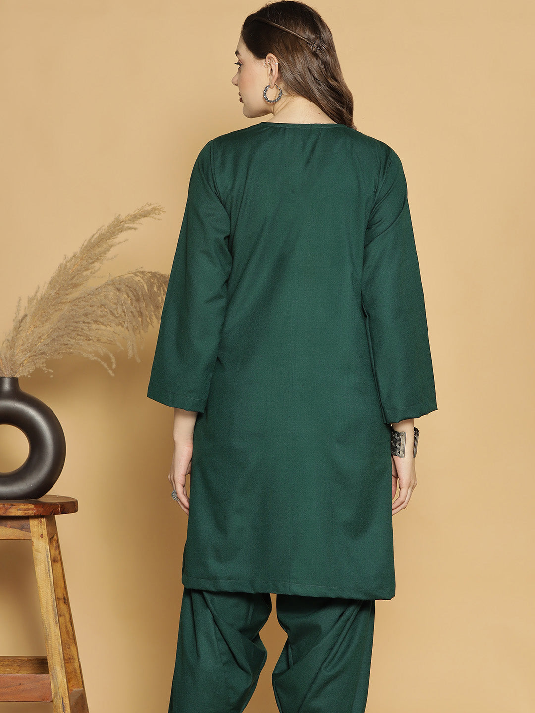 BottleGreen Acrylic Kurti - Meher