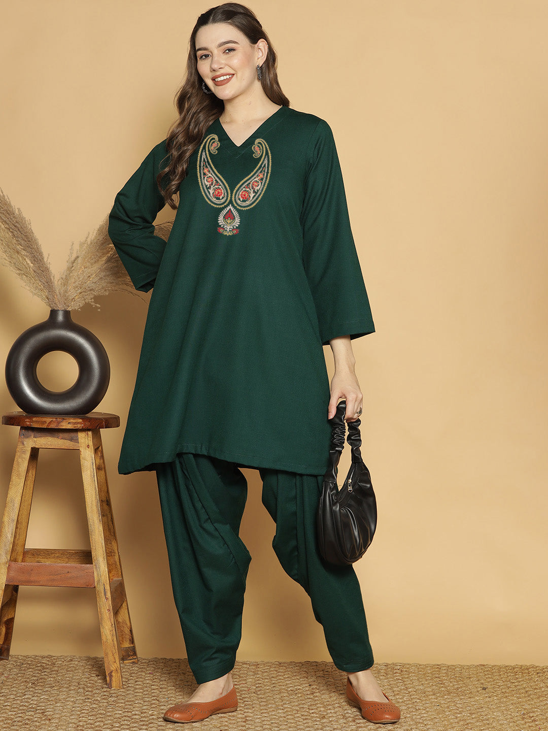 BottleGreen Acrylic Kurti - Meher