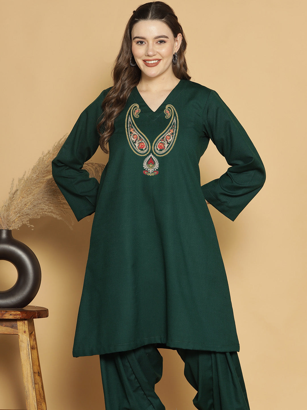 BottleGreen Acrylic Kurti - Meher