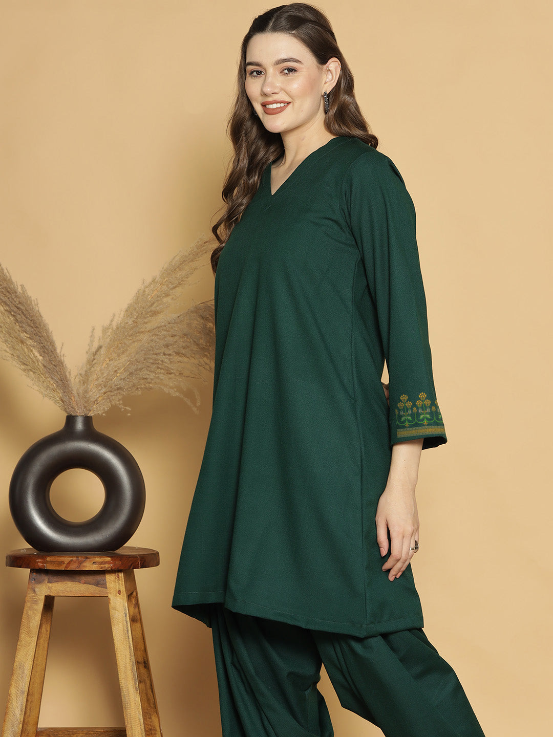 BottleGreen Acrylic Kurti - Sitara