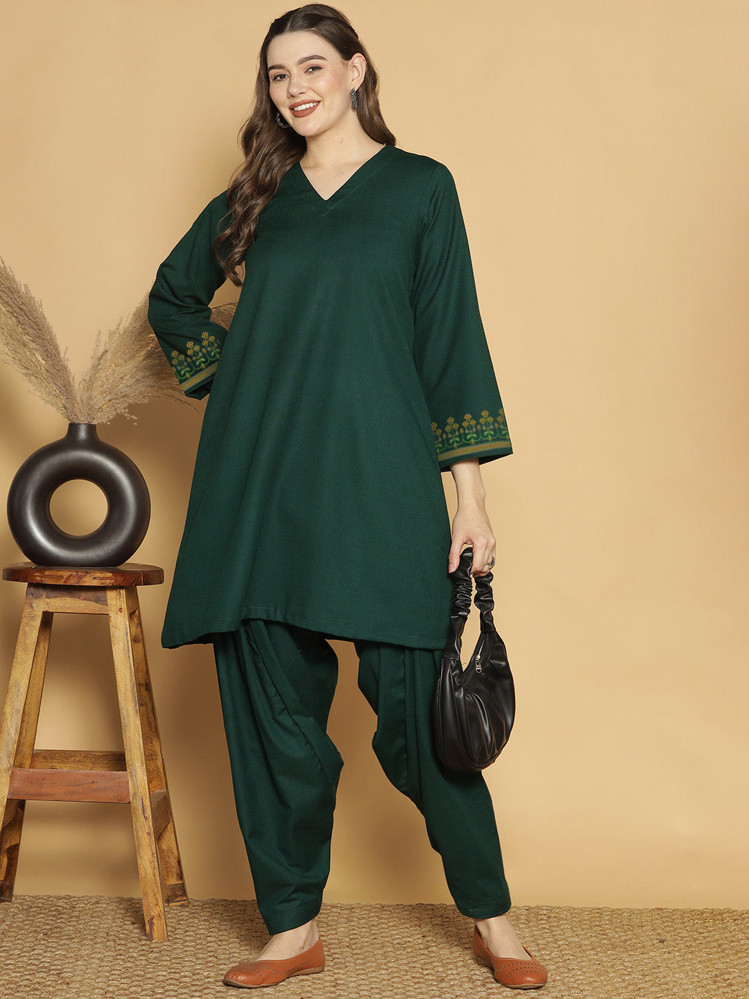 BottleGreen Acrylic Kurti - Sitara