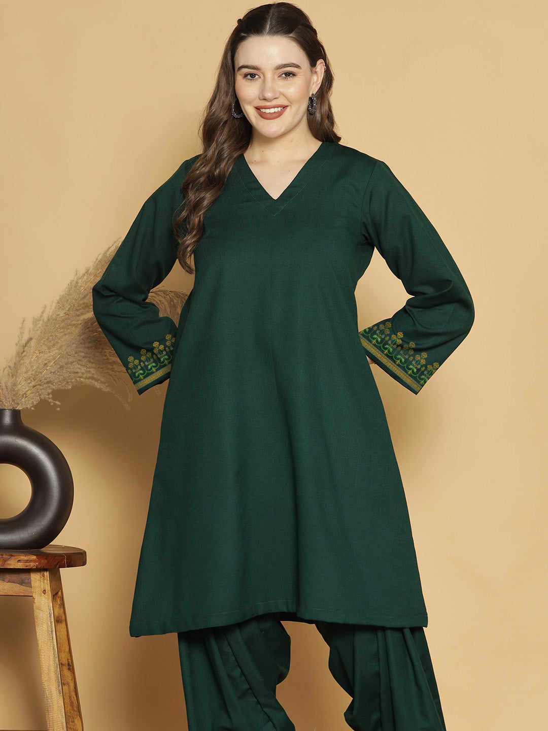 BottleGreen Acrylic Kurti - Sitara