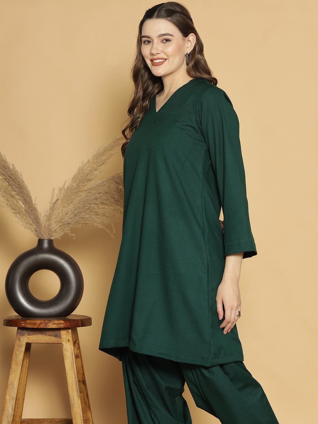 BottleGreen Acrylic Kurti - Solid