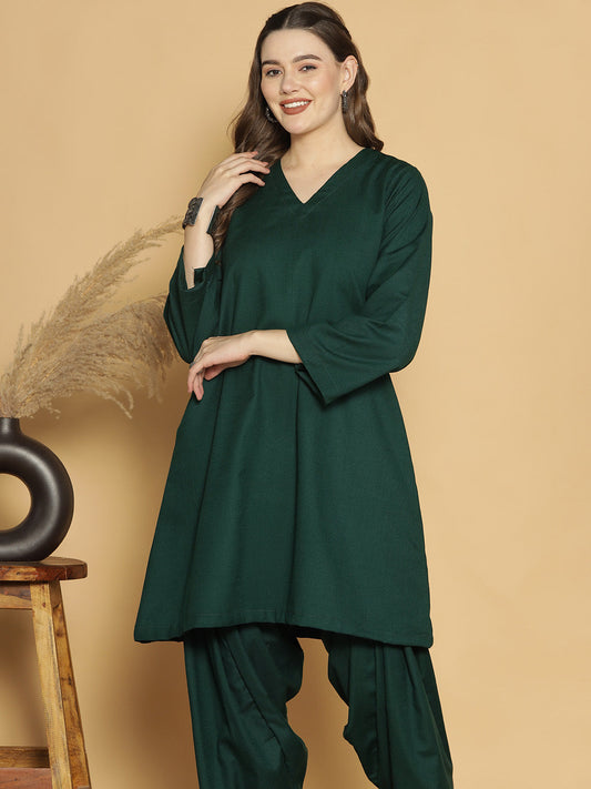 BottleGreen Acrylic Kurti - Solid