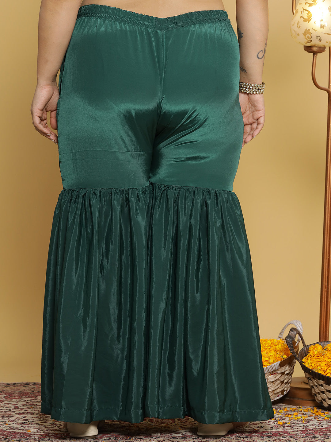 BottleGreen Crepe Silk Sharara