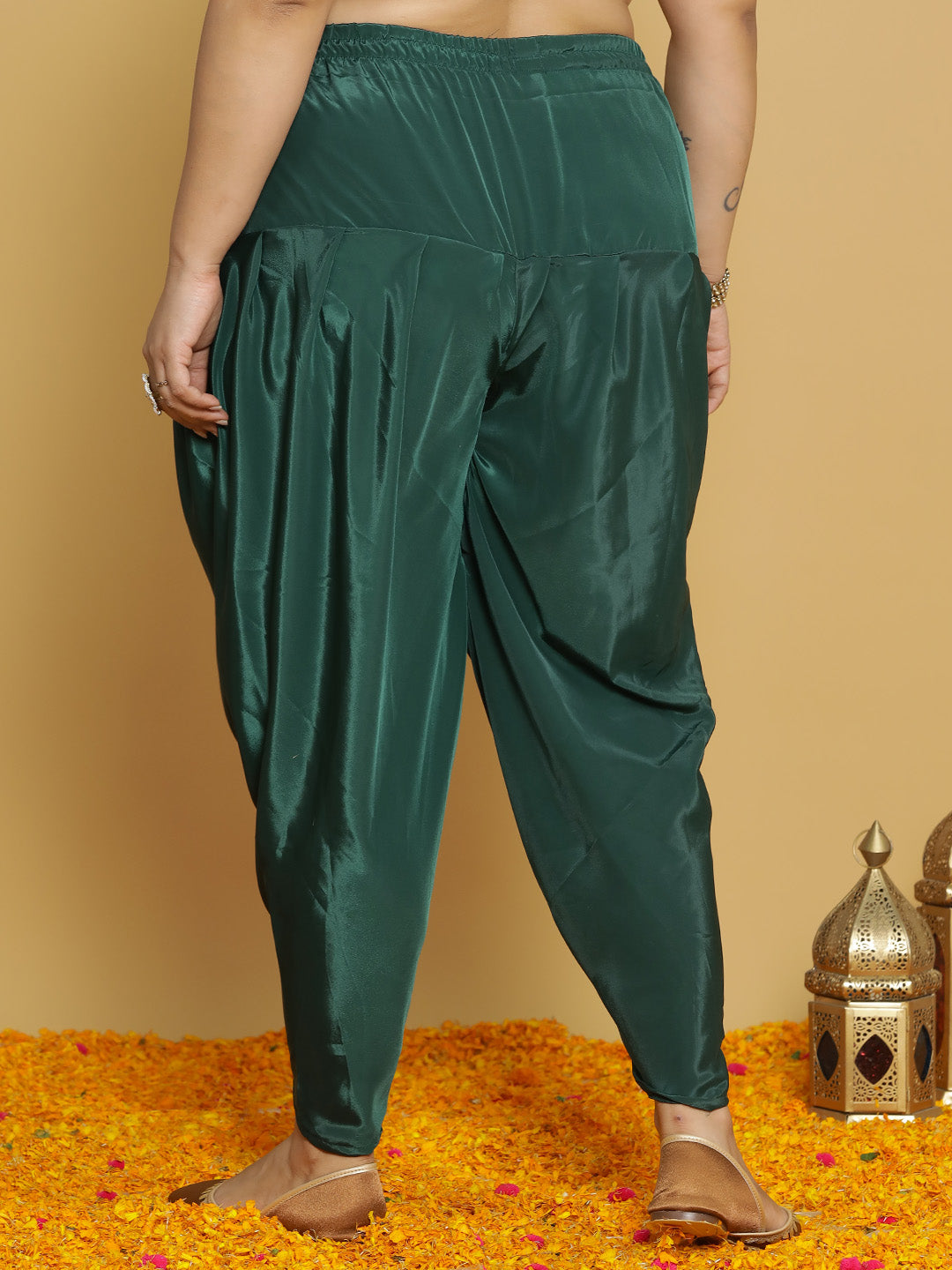 BottleGreen Crepe Silk Tulip Salwar