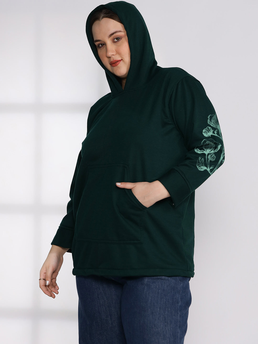 BottleGreen Fleece Hoodie - BlueMist