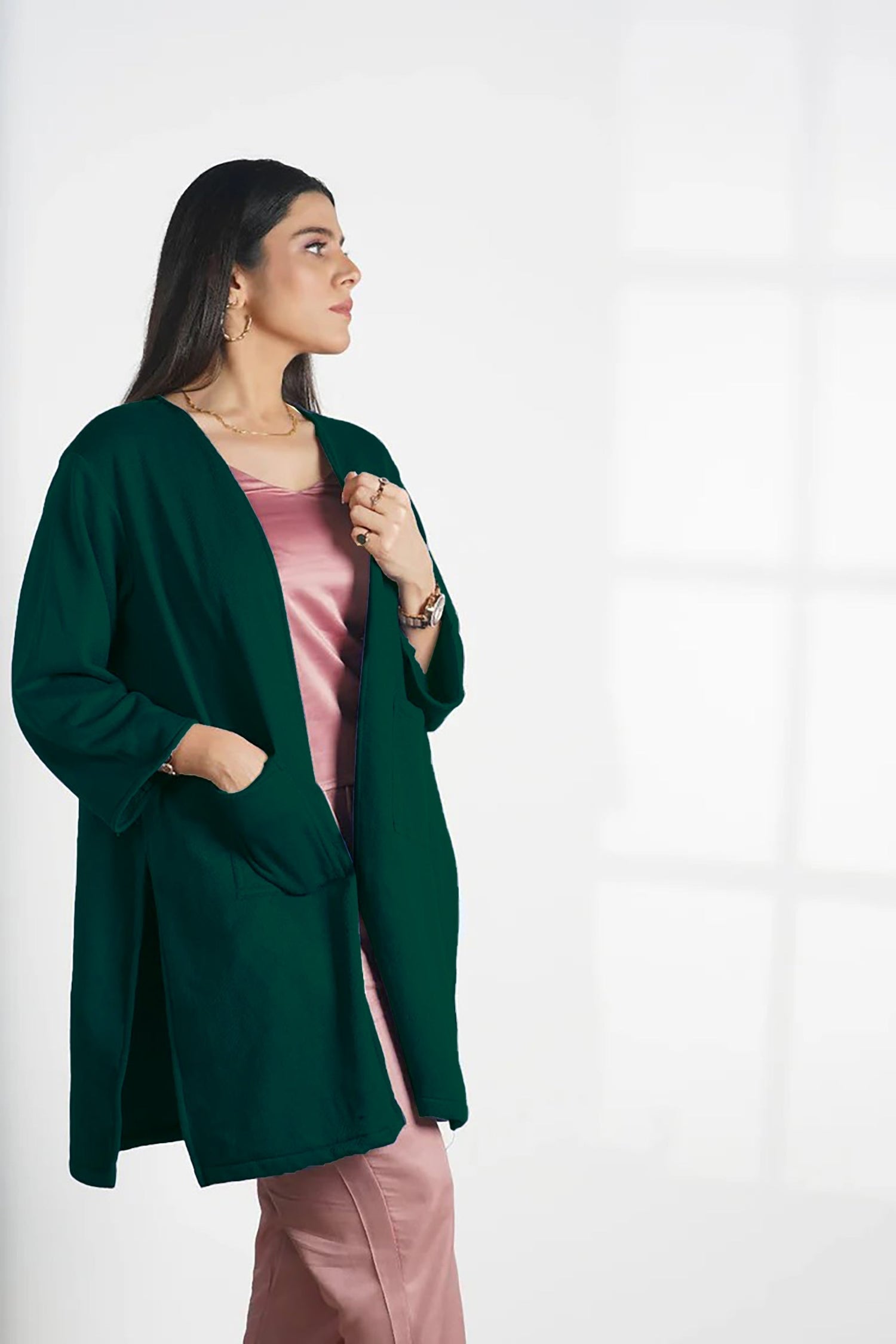 BottleGreen Longline Shrug - Solid