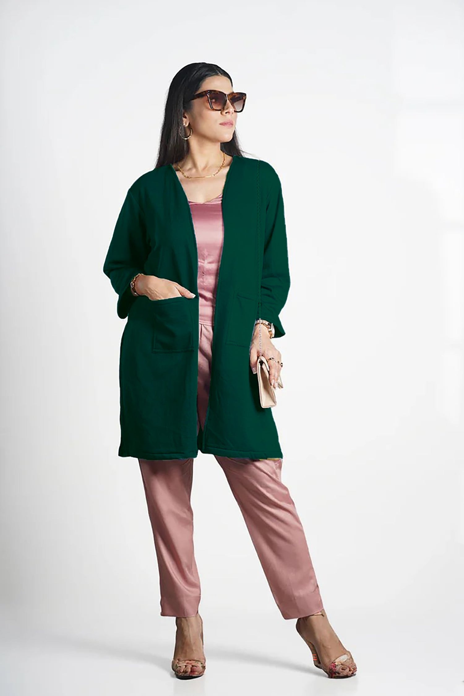 BottleGreen Longline Shrug - Solid