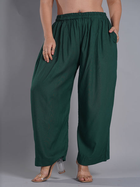Buy Green Glitter Printed Parallel Pants Online - W for Woman