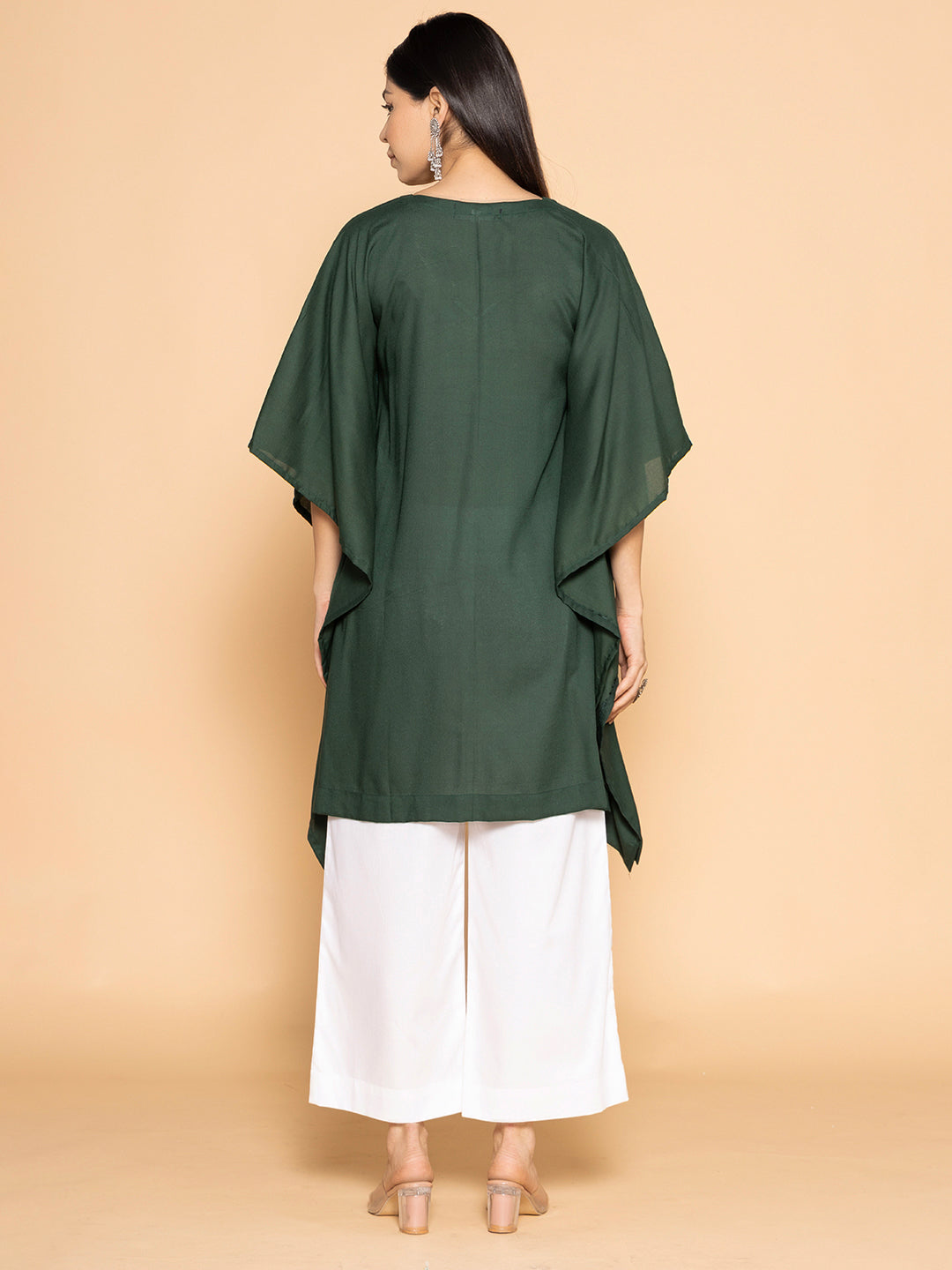 BottleGreen Rayon KaftanKurta - Emerald