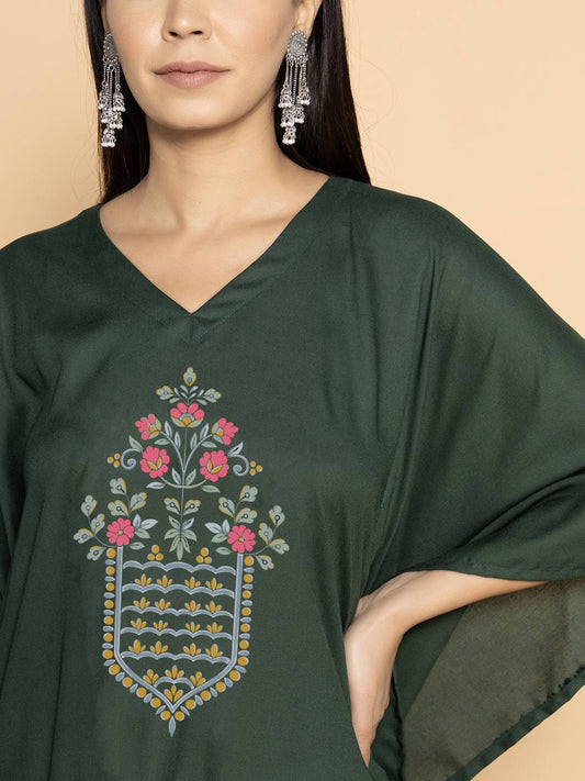 BottleGreen Rayon KaftanKurta - LaCotorra