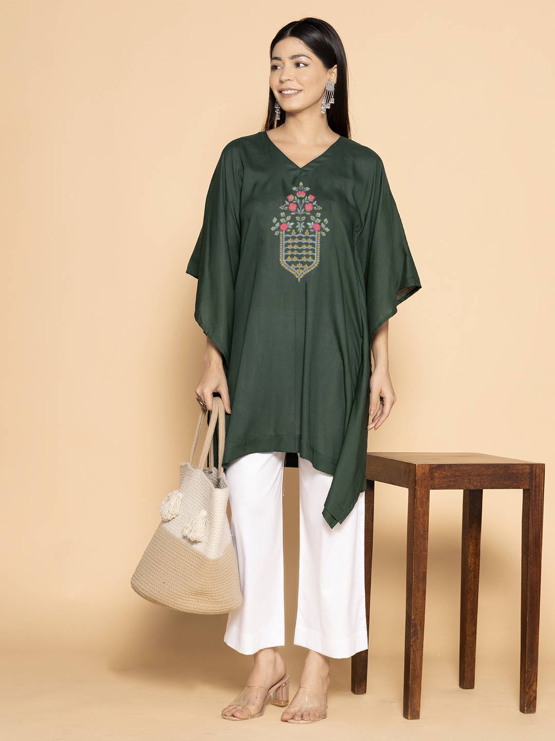 BottleGreen Rayon KaftanKurta - LaCotorra