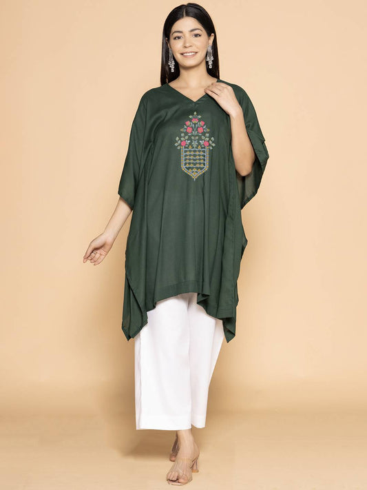BottleGreen Rayon KaftanKurta - LaCotorra