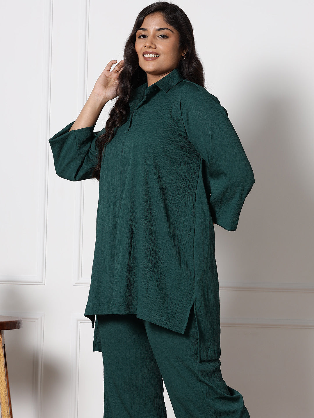 BottleGreen Textured ShirtTop