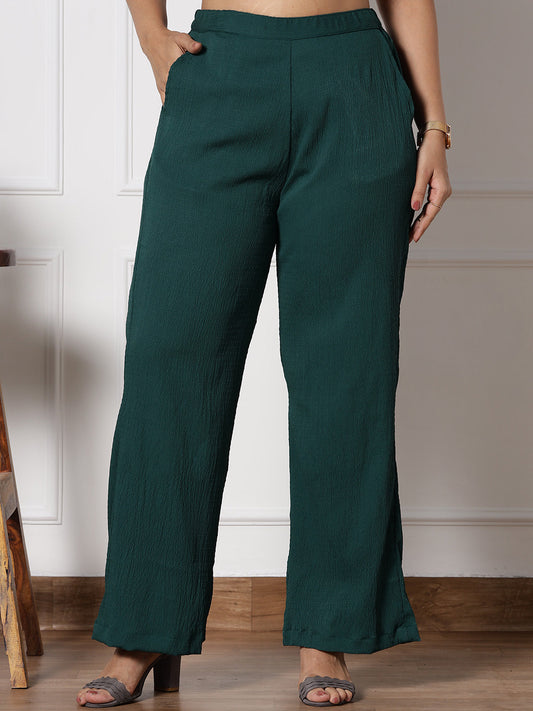 BottleGreen Textured WaistbandPalazzo