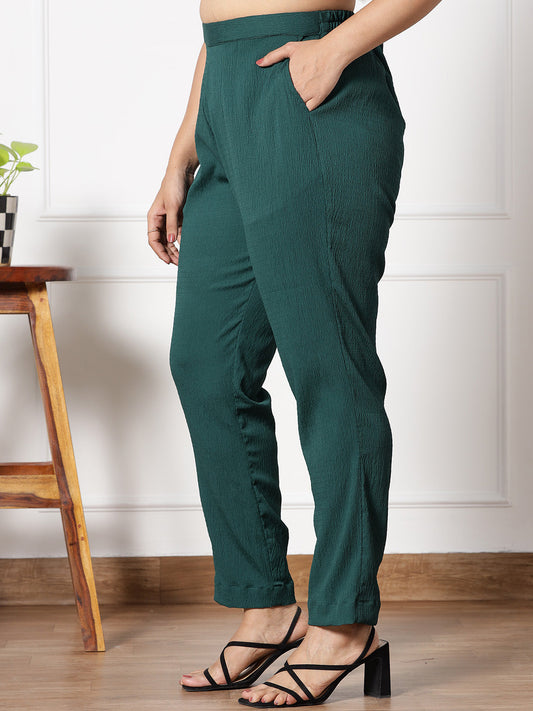 BottleGreen Textured WaistbandPants