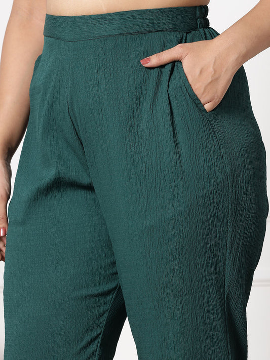 BottleGreen Textured WaistbandPants