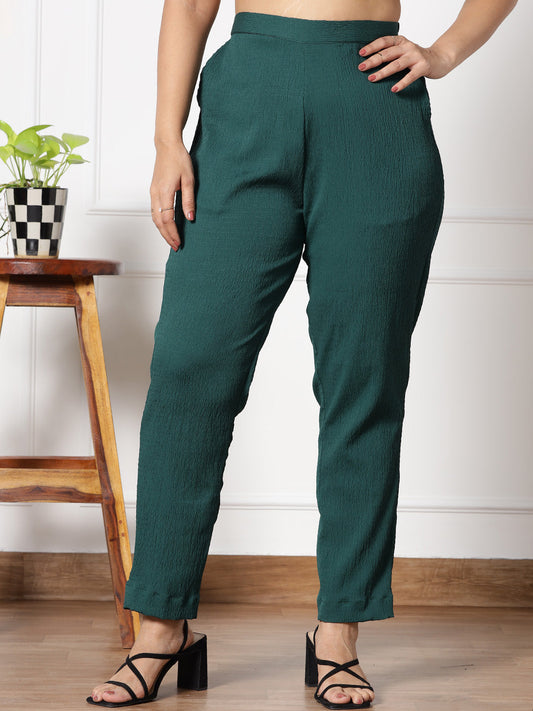 BottleGreen Textured WaistbandPants