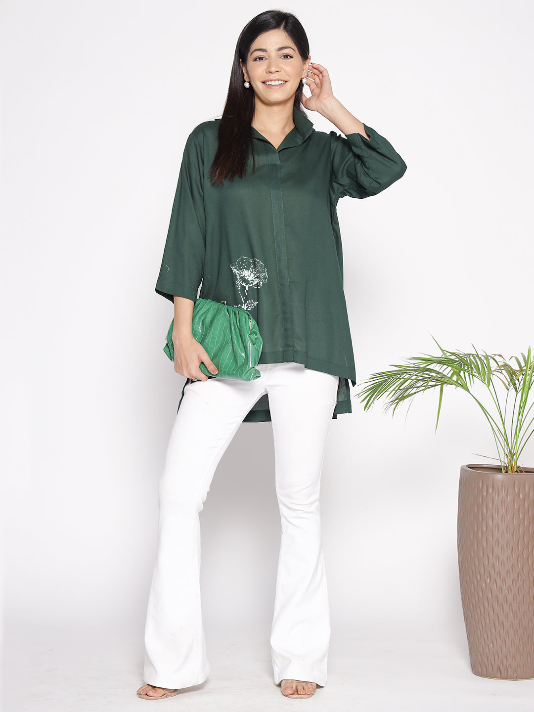 Bottlegreen Rayon ShirtTop - Gloriosa