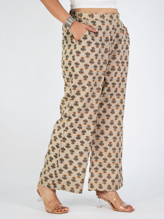 Printed Cotton Palazzo Pants - Gulnaaz