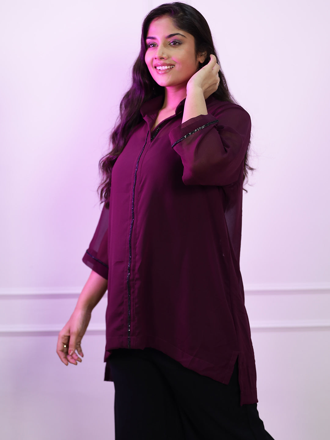 Burgundy Georgette ShirtTop