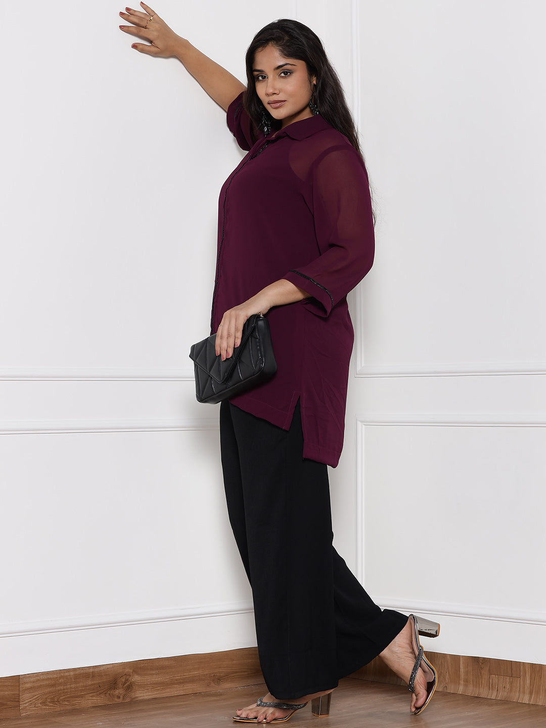 Burgundy Georgette ShirtTop