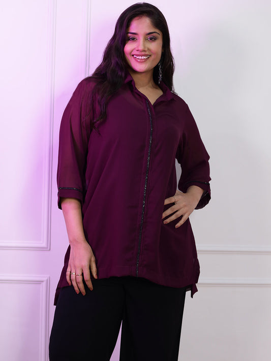 Burgundy Georgette ShirtTop