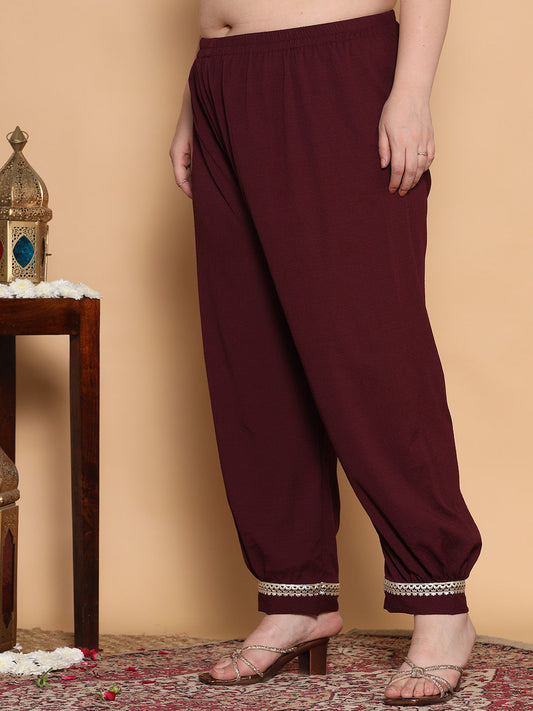 Burgundy Textured Afghani Salwar - Embellished