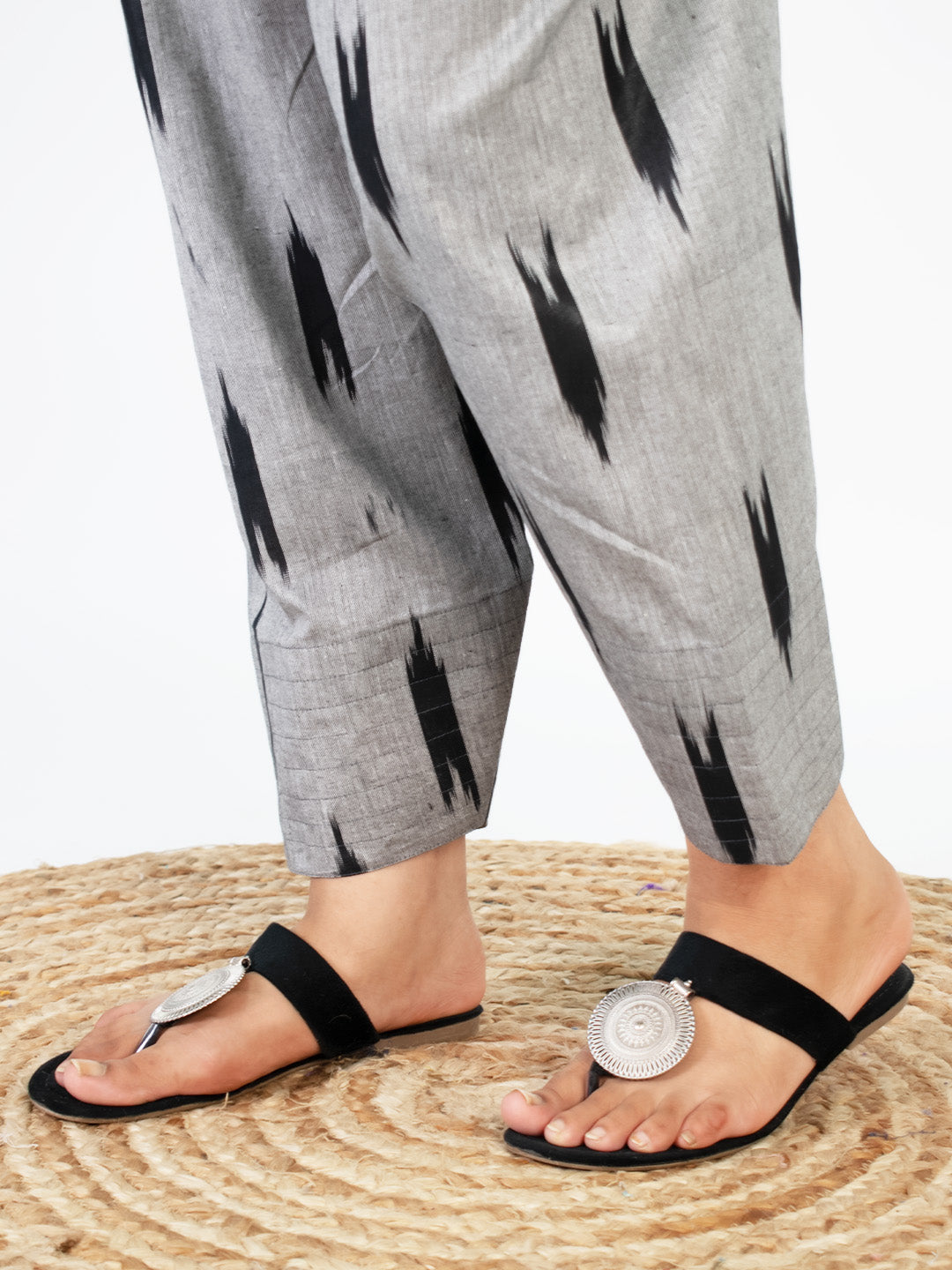 Charcoal Ikat Farshi Salwar