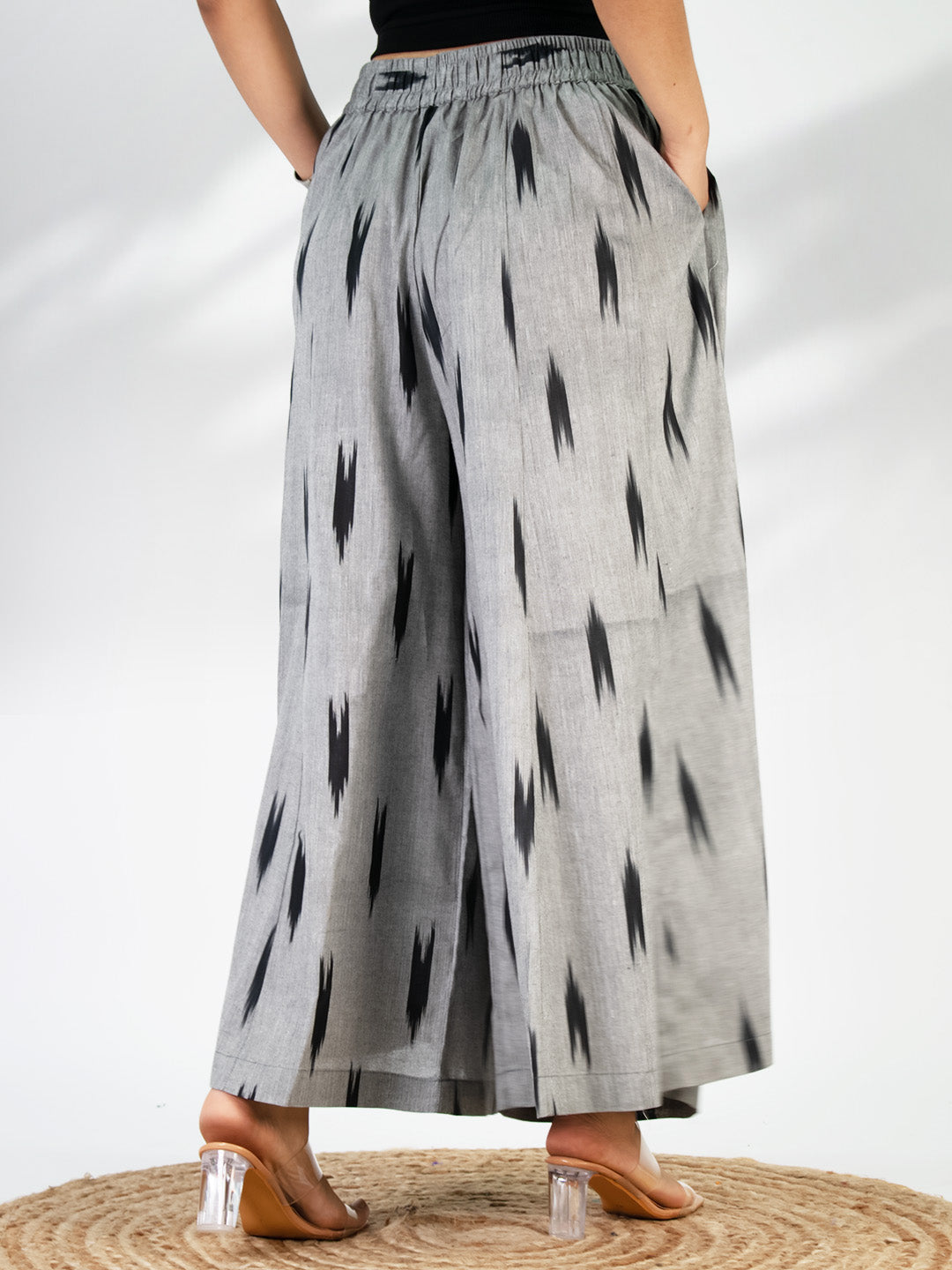 Charcoal Ikat Flared Palazzo