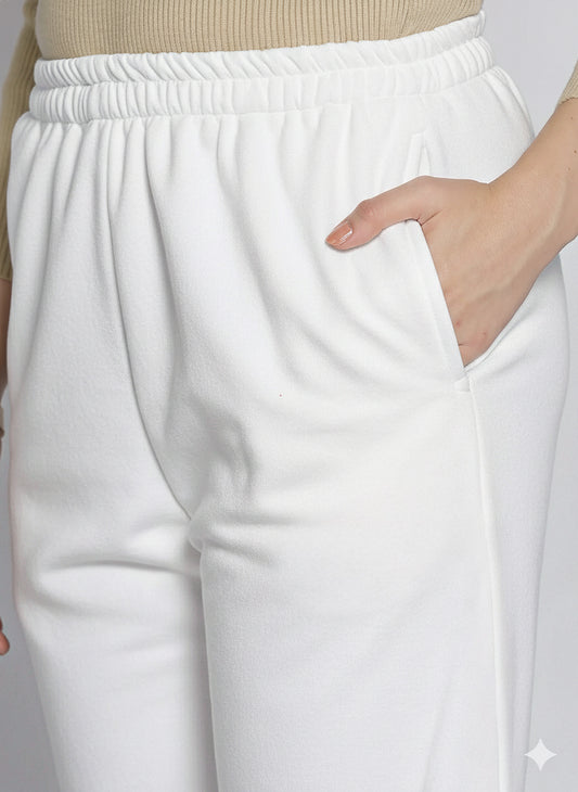 White Fleece Palazzo