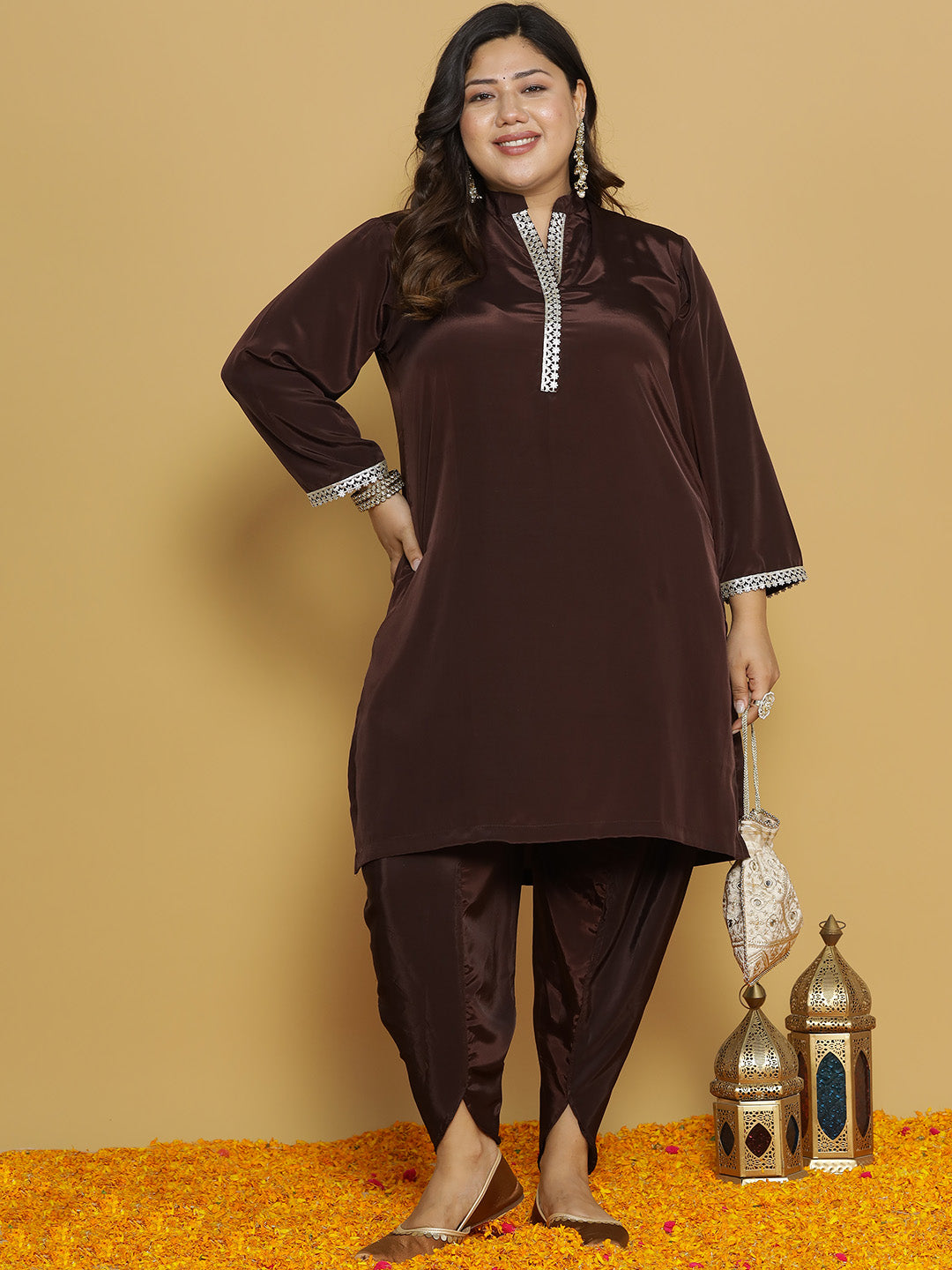 Coffee Crepe Silk Tulip Salwar