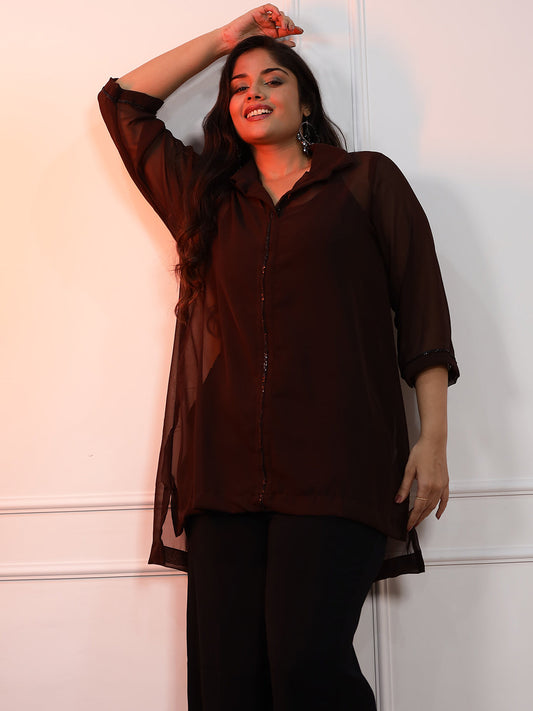 Coffee Georgette ShirtTop