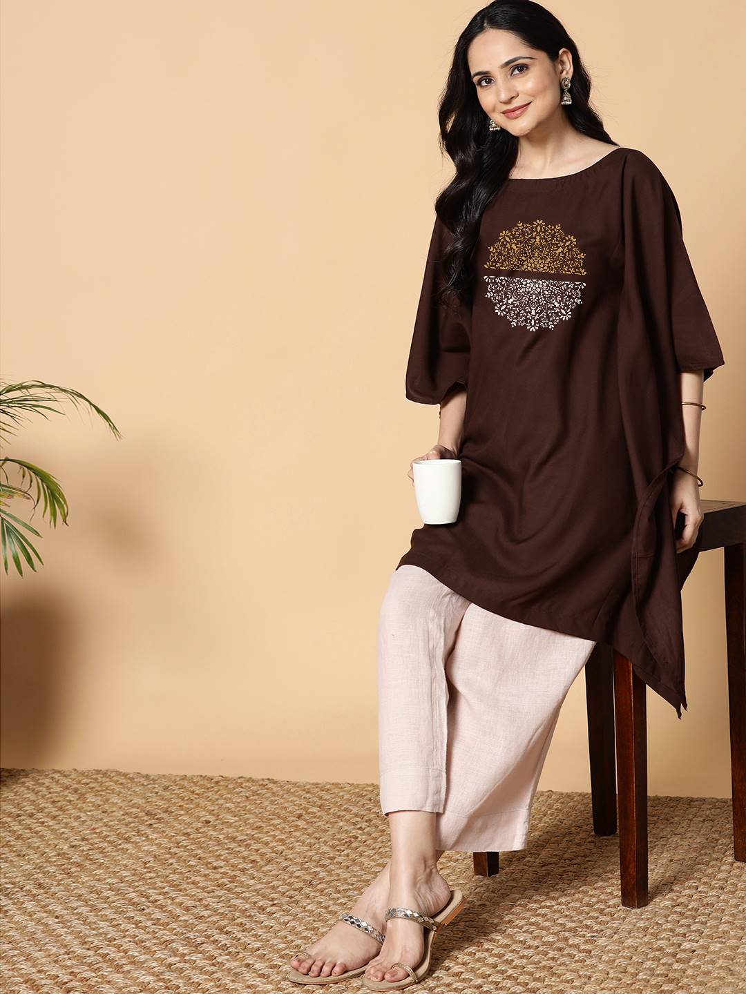 Coffee Kaftan Kurta - Chakra