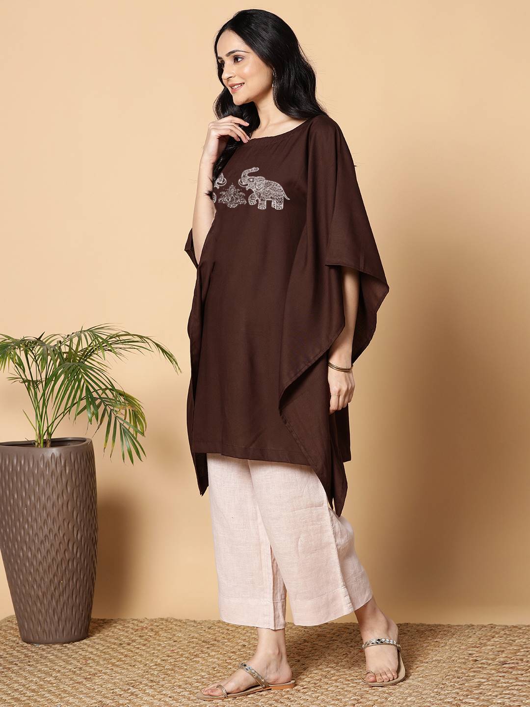 Coffee Kaftan Kurta - Gaja