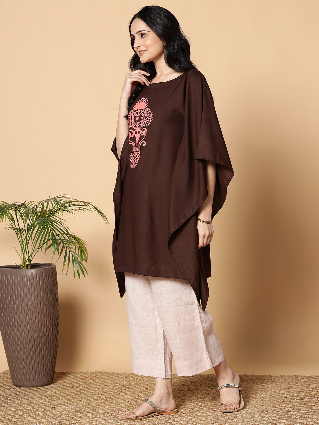 Coffee Kaftan Kurta - Gyrate