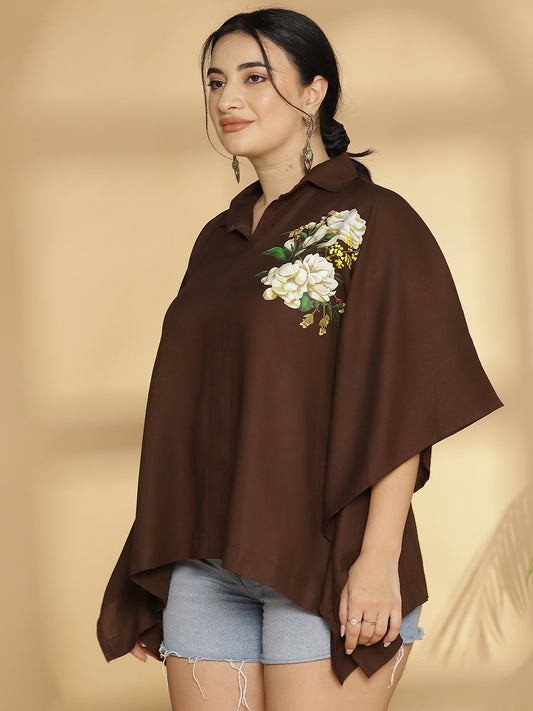 Coffee Kaftan Top - Blossom Breeze