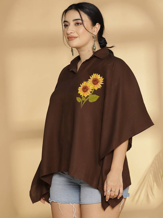 Coffee Kaftan Top - Sunflower Delight