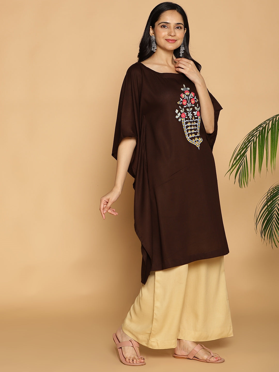 Coffee Rayon Kaftan - Pretty please