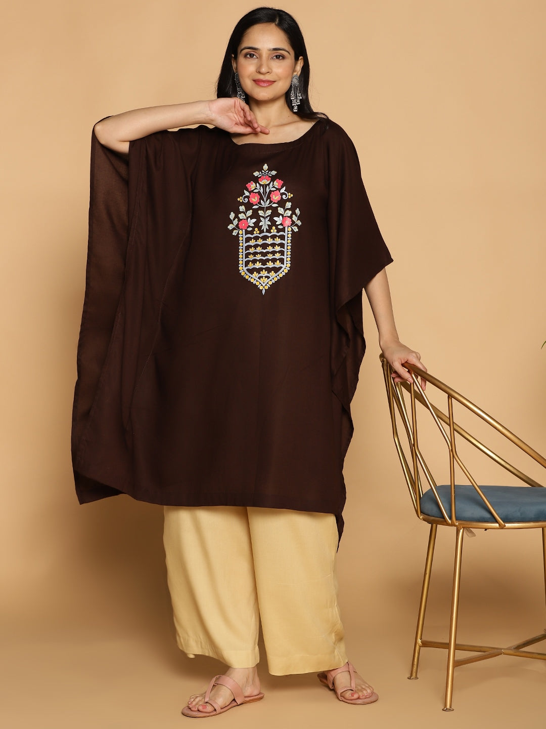 Coffee Rayon Kaftan - Pretty please