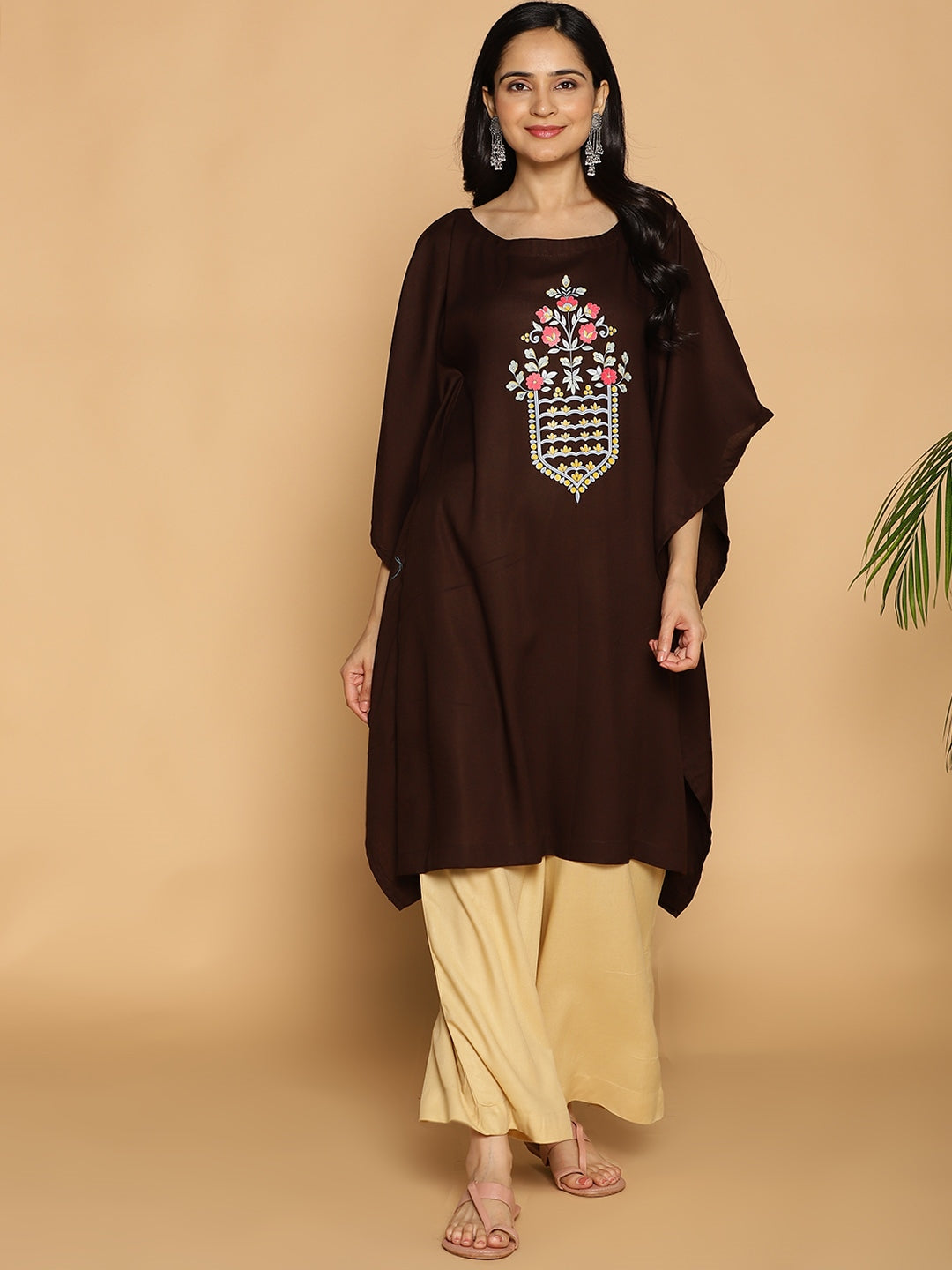 Coffee Rayon Kaftan - Pretty please