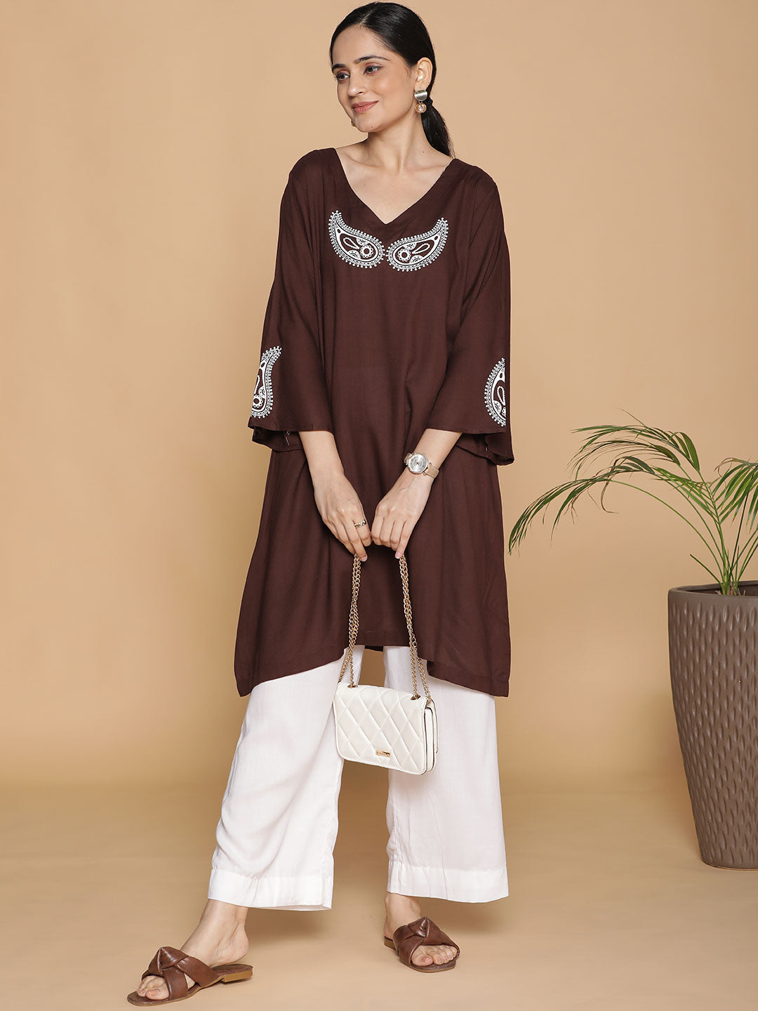 Coffee Rayon Kurti - BhooreNaina