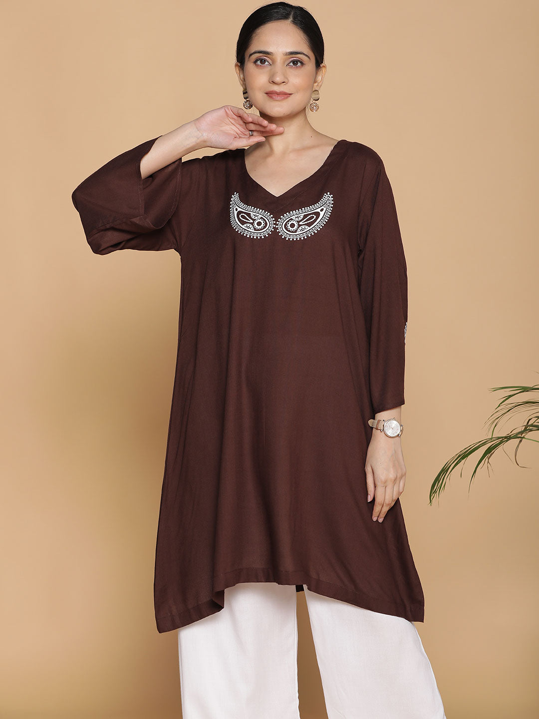 Coffee Rayon Kurti - BhooreNaina