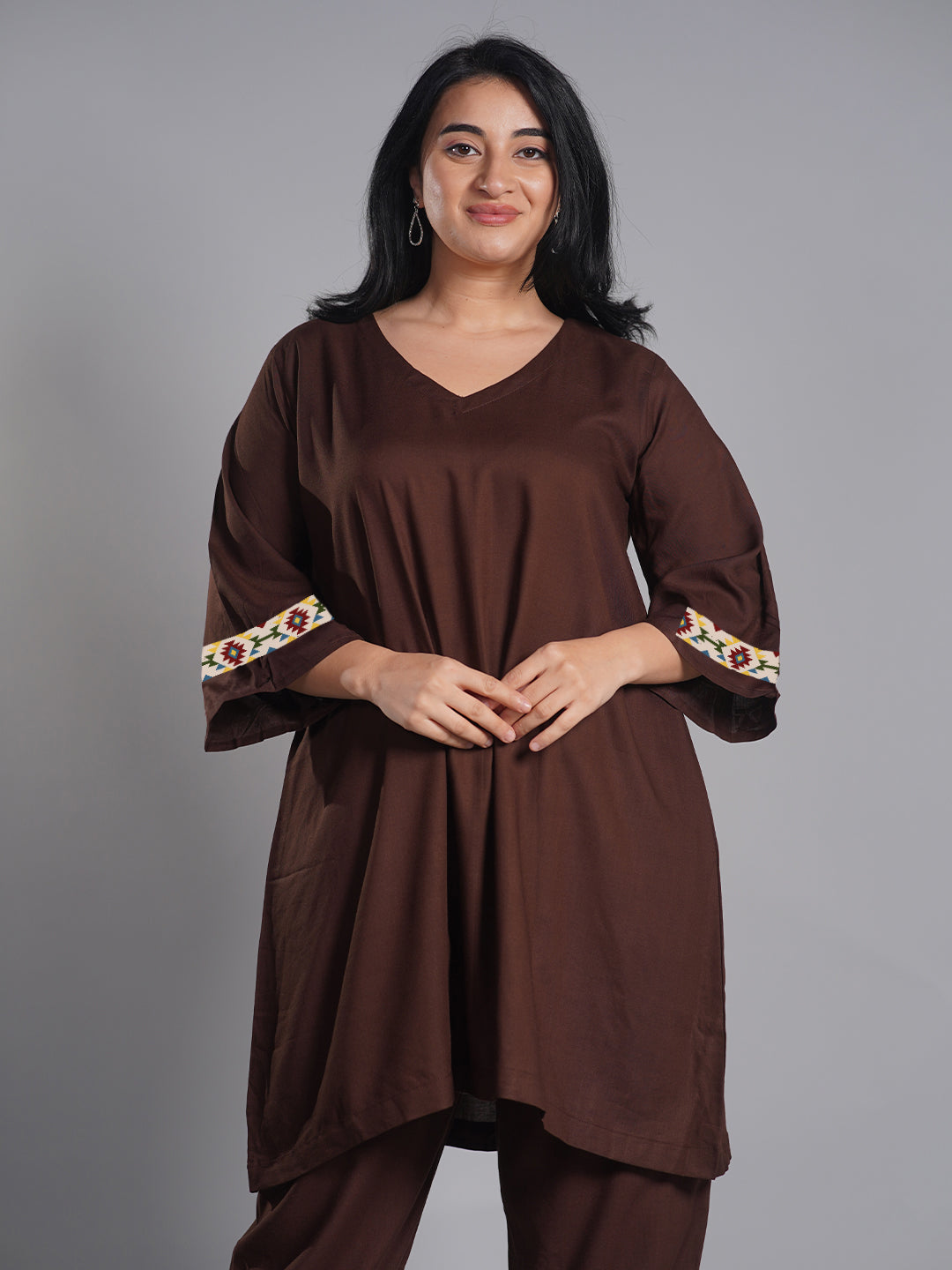 Coffee Rayon Kurti - Expresso